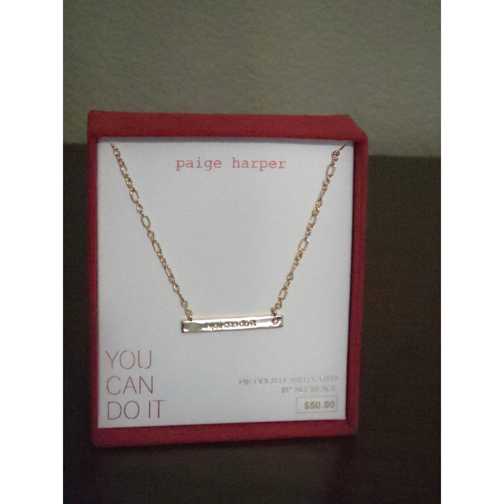 Paige Harper 14K Gold Flash Plated Bar Necklace You Can Do It 18 Inch Encourage
